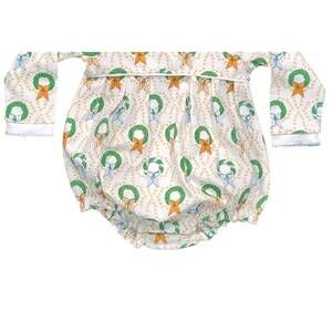 NEW HEYWARD HOUSE girls long sleeve romper in bows and box wreaths